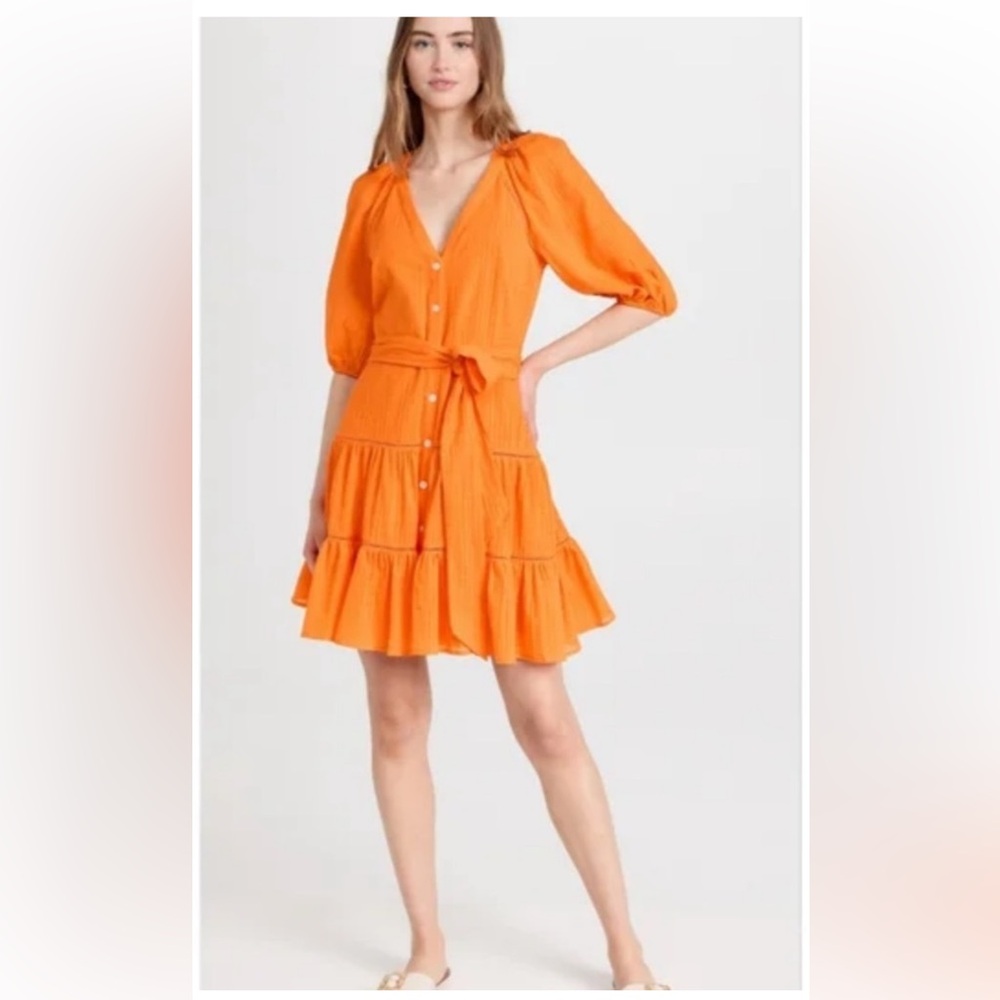 NWOT Veronica Beard Dewey Size 6 Cotton Tiered Button-Up Dress